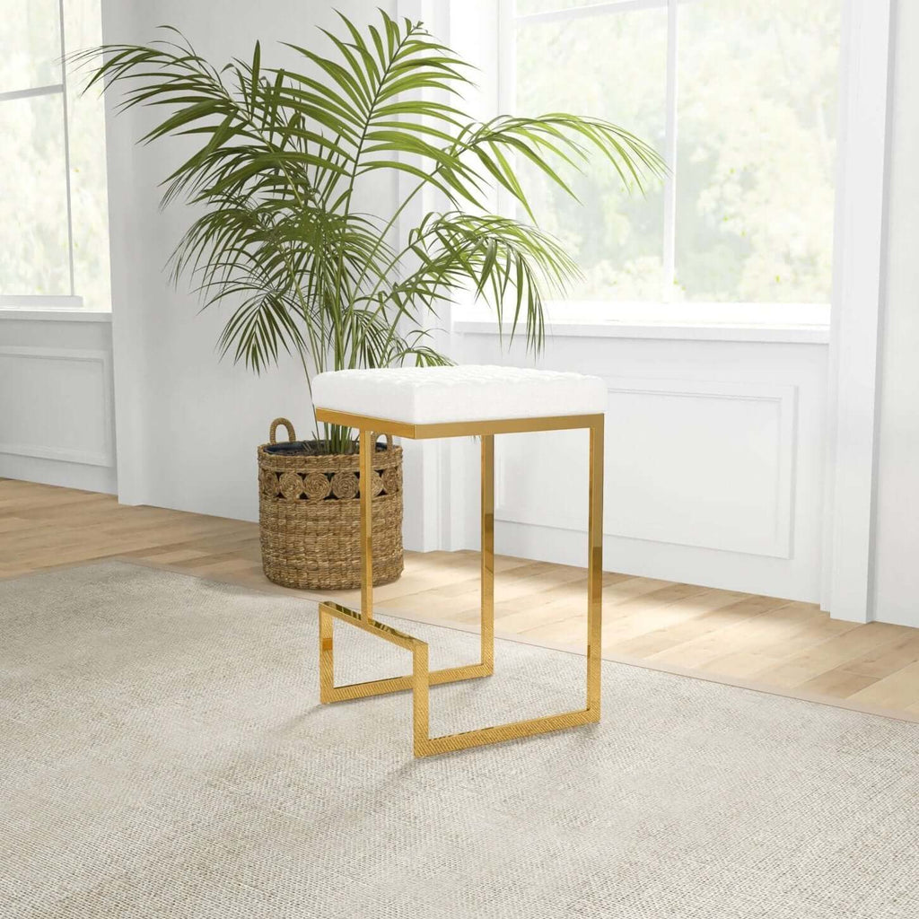 Joel Classy Gold Velvet Upholstered Bar Seat Stool