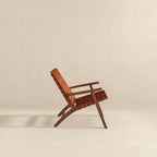 Kangley Leather Strapped Solid Wood Armchair