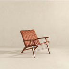 Kangley Leather Strapped Solid Wood Armchair