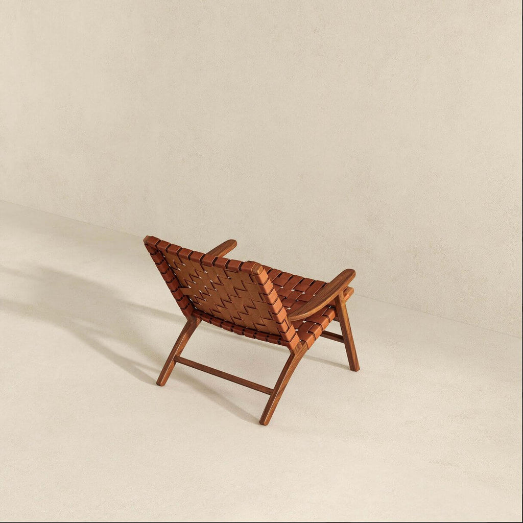 Kangley Leather Strapped Solid Wood Armchair