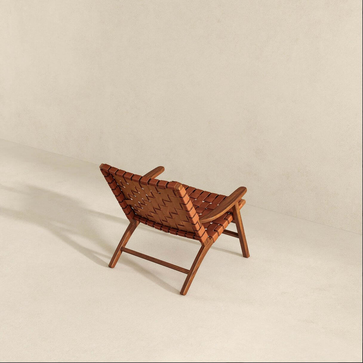 Kangley Leather Strapped Solid Wood Armchair