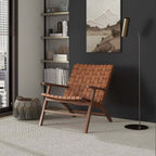 Kangley Leather Strapped Solid Wood Armchair