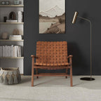Kangley Leather Strapped Solid Wood Armchair