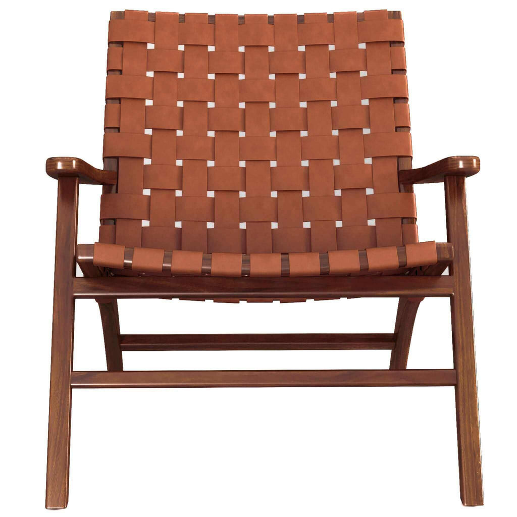 Kangley Leather Strapped Solid Wood Armchair
