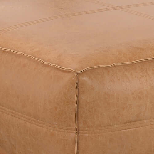 Brody Large Square Brown Faux Leather Ottoman 36W (2 Colors)