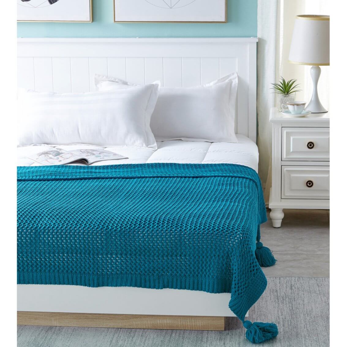 Knitted Acrylic Throw Blanket 50' X 60' (7 Colors)