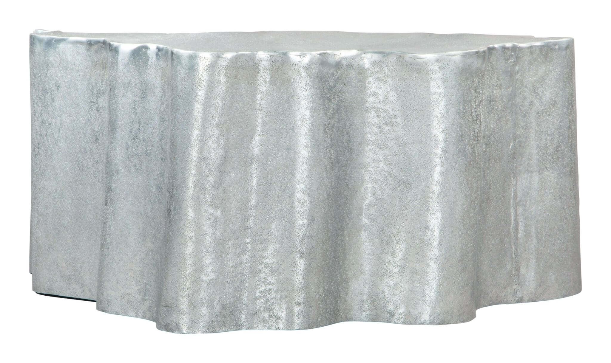 Kortha Antique Silver Live Edge Metal Coffee Table 36