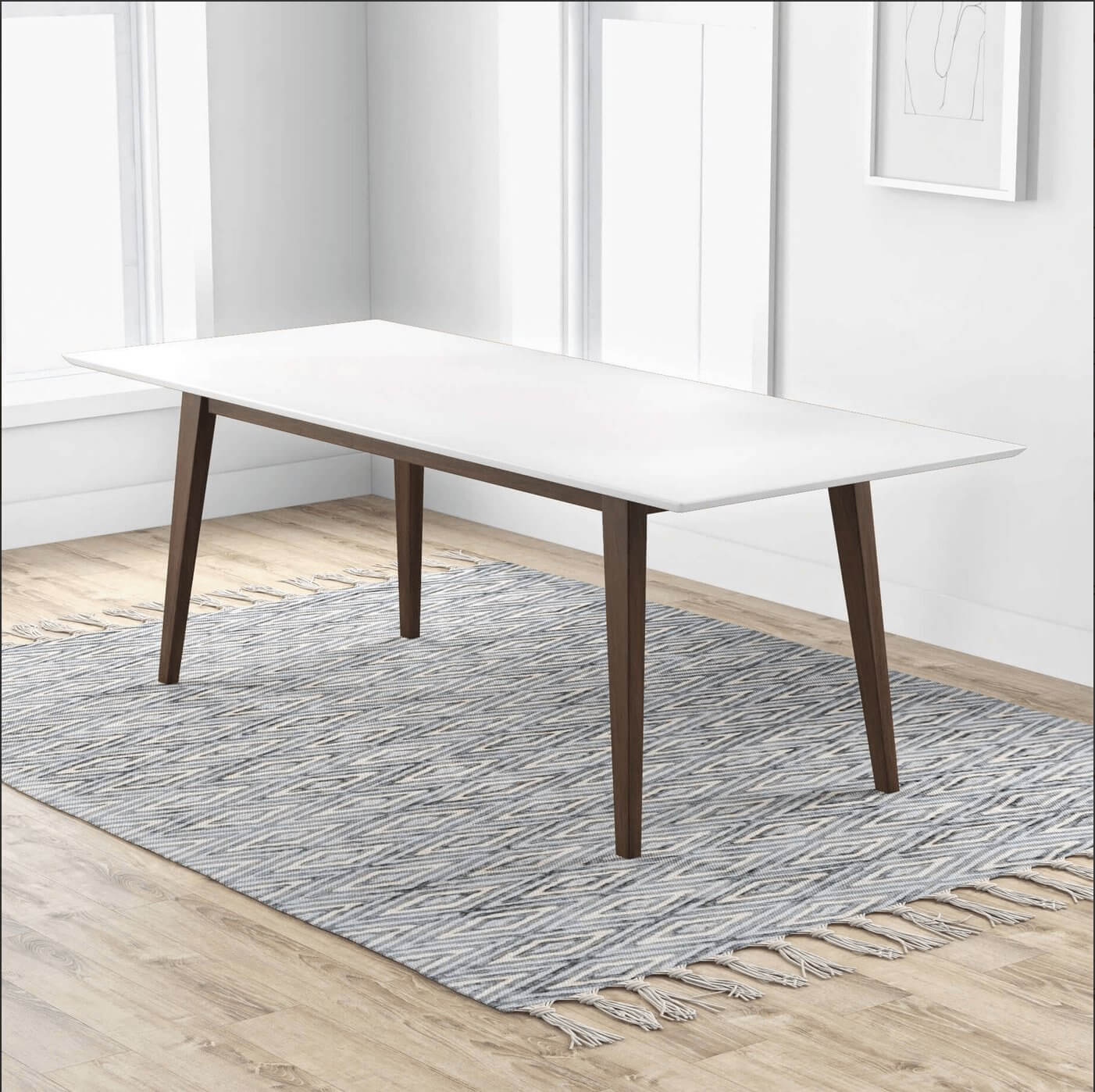 Levi MCM Walnut Wood Rectangular Dining Table (3 Sizes - 2 Colors)