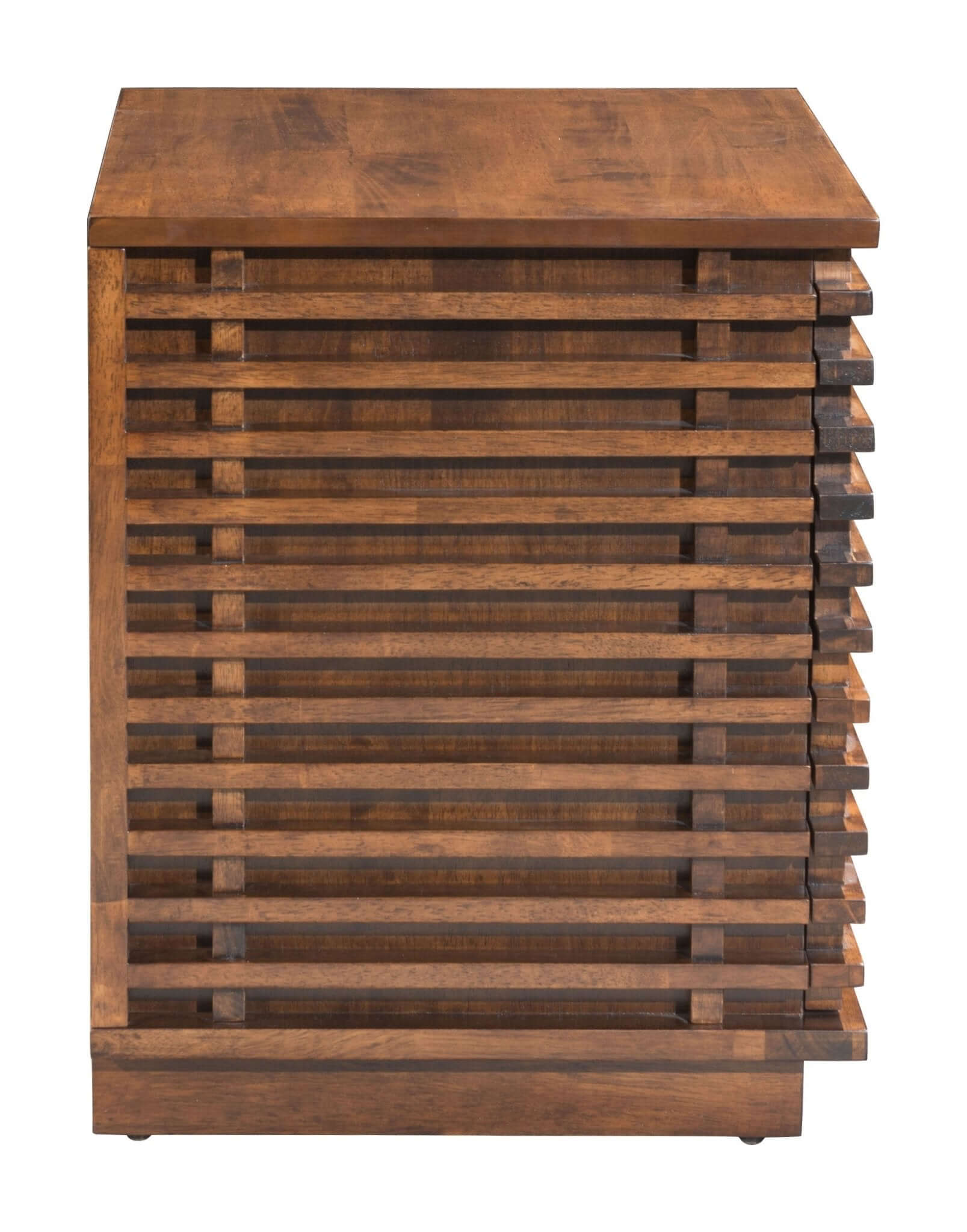 Linea Walnut Finish Rubberwood Slatted Nightstand 24