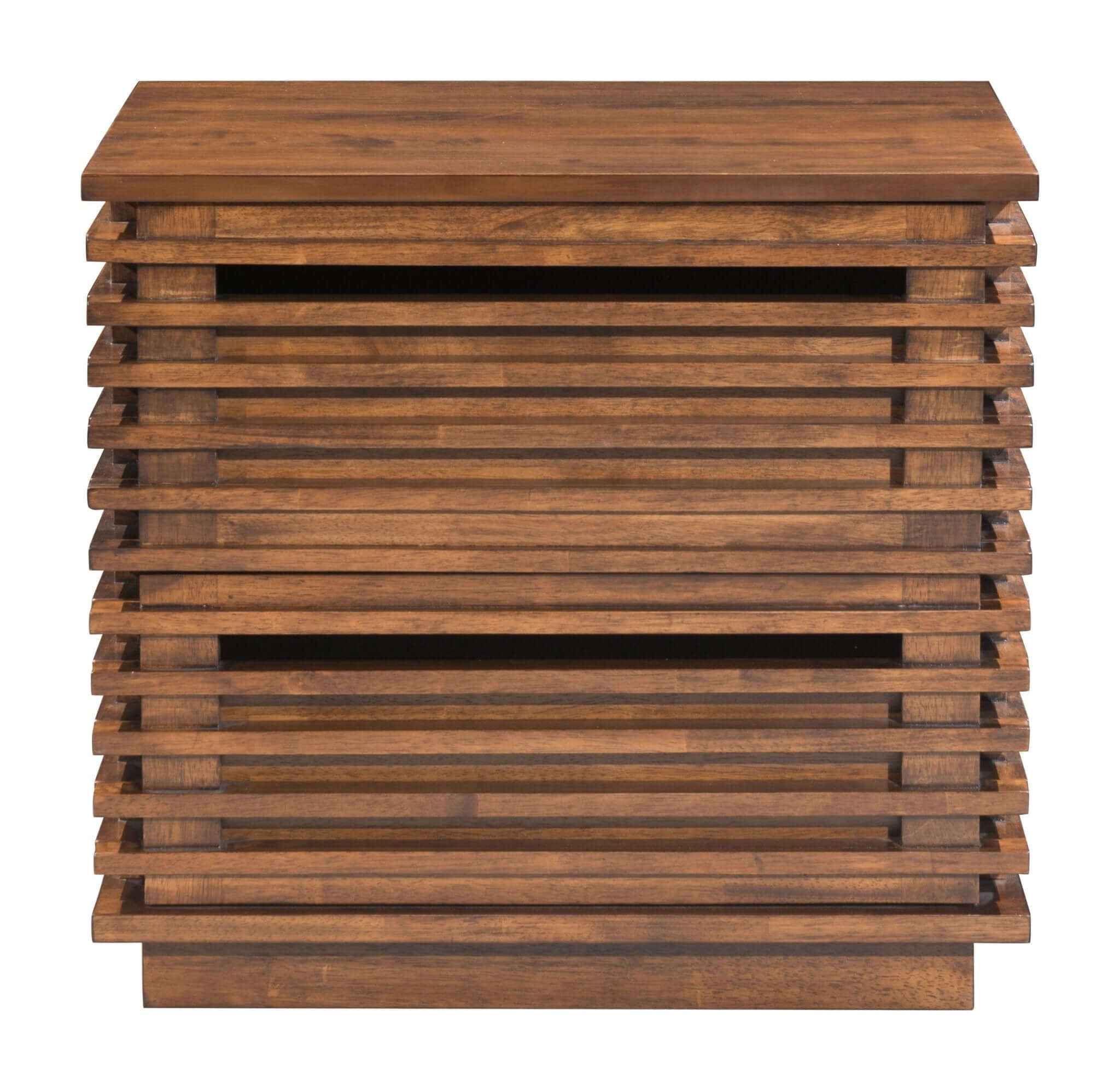 Linea Walnut Finish Rubberwood Slatted Nightstand 24