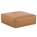 Brody Large Square Brown Faux Leather Ottoman 36W (2 Colors)