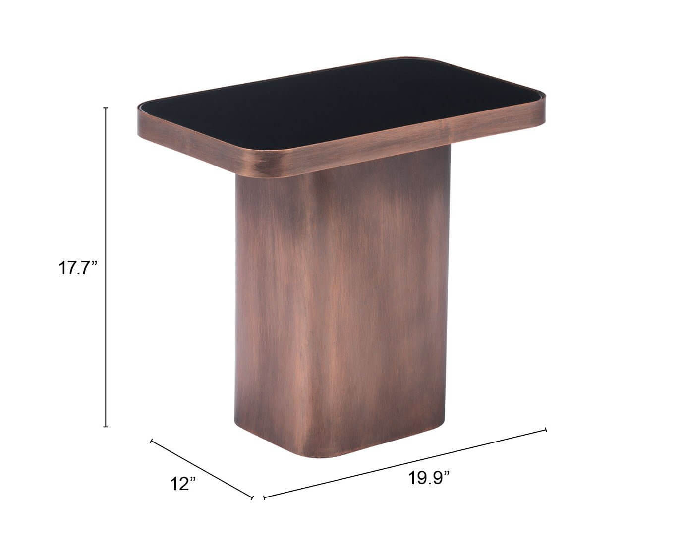 Marcos Modern End Table w/ Steel Base & Glass Top