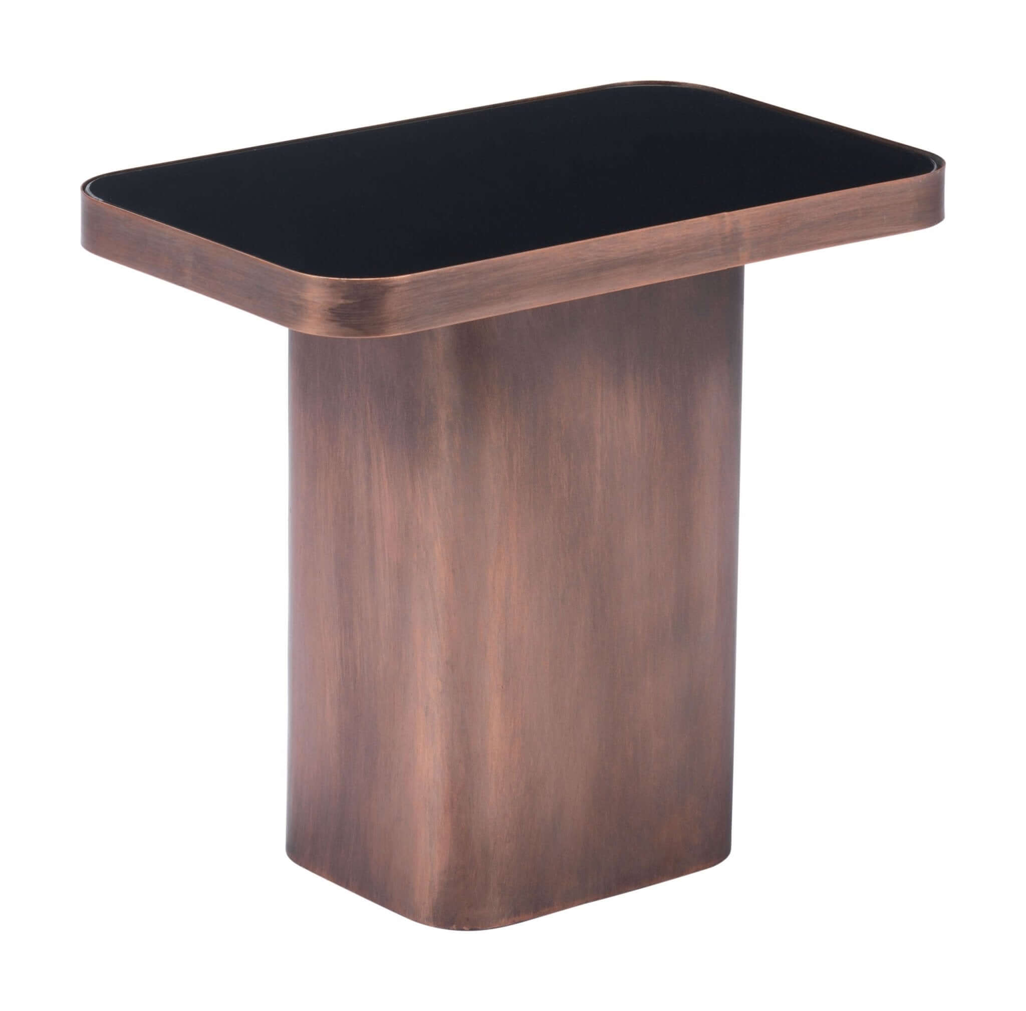 Marcos Modern End Table w/ Steel Base & Glass Top