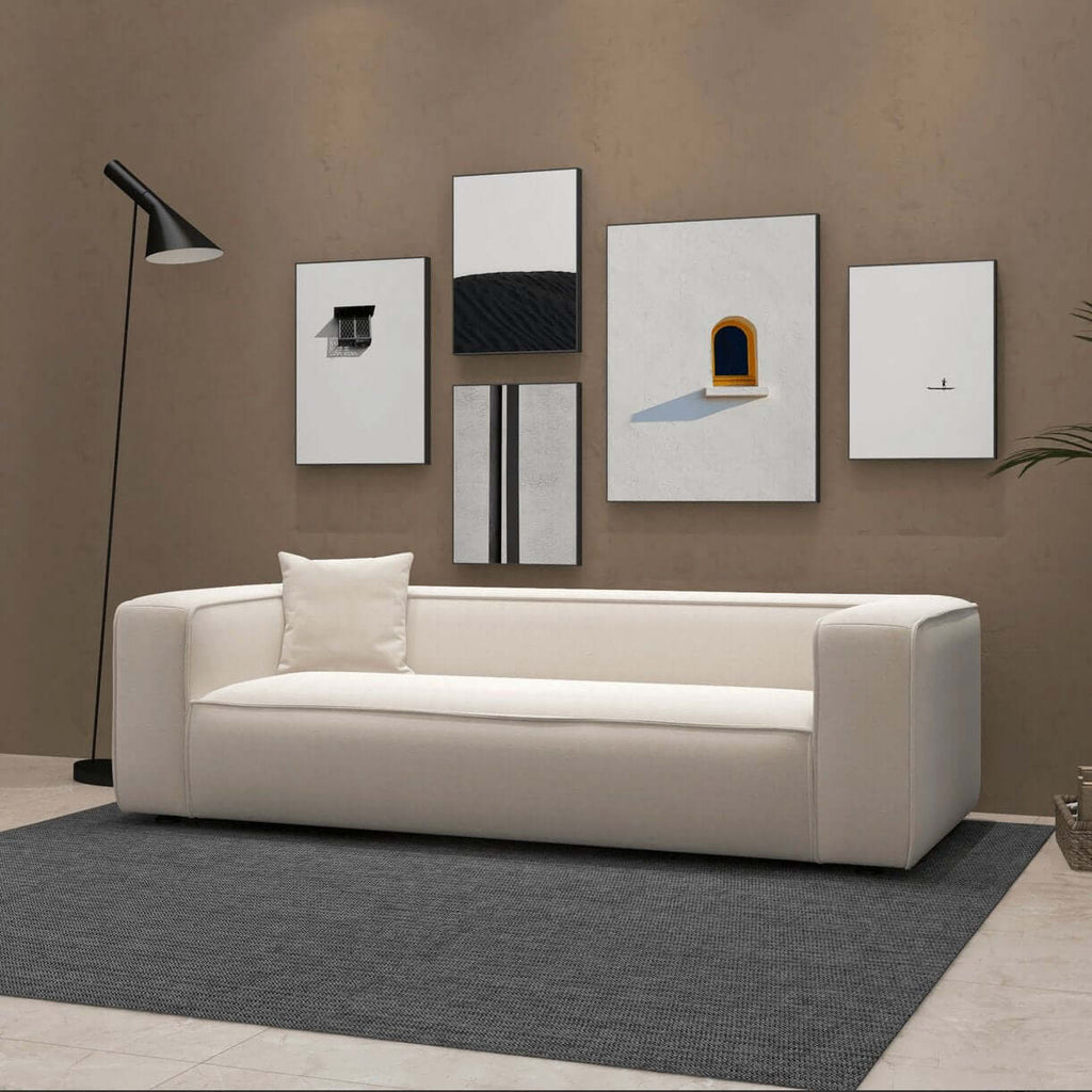 Marshall Contemporary Boucle Box Arm Sofa 91”