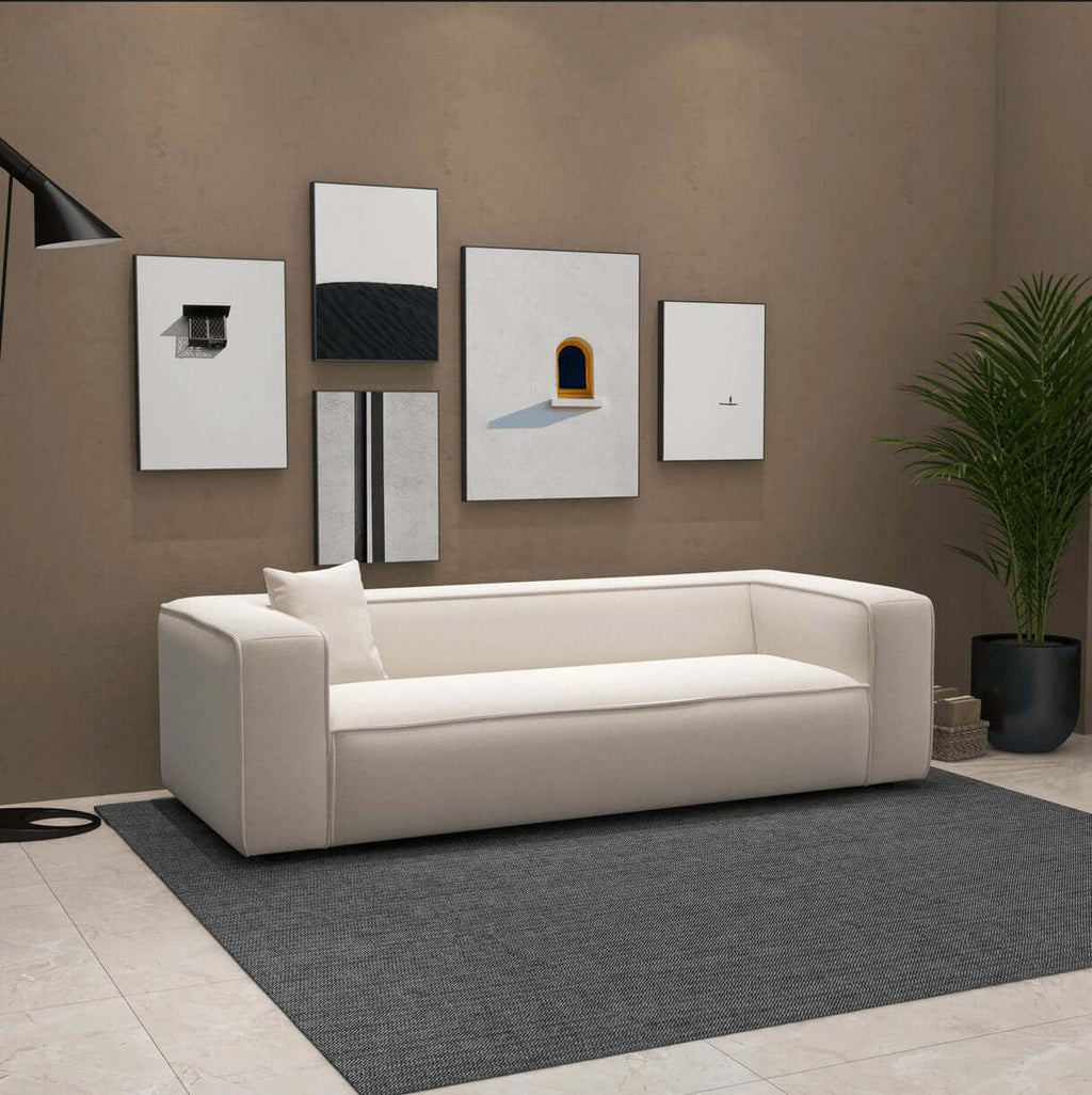 Marshall Contemporary Boucle Box Arm Sofa 91”