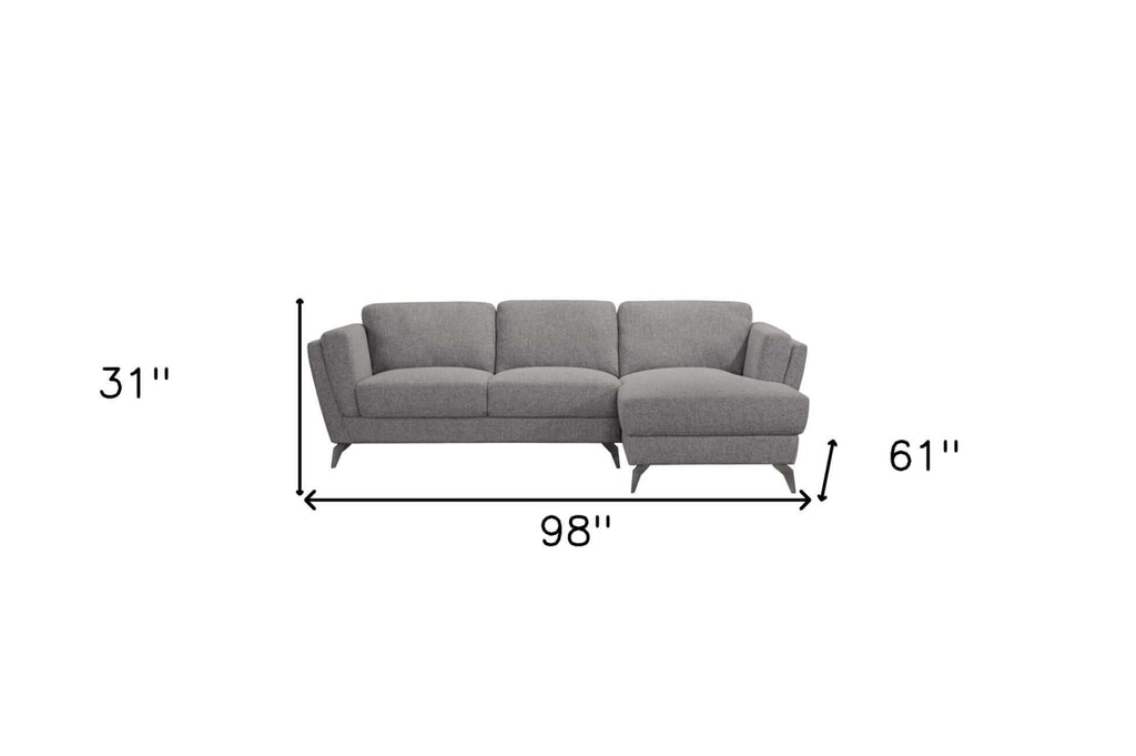 Beckett Gray Fabric Right-Facing Chaise Sofa Sectional 98