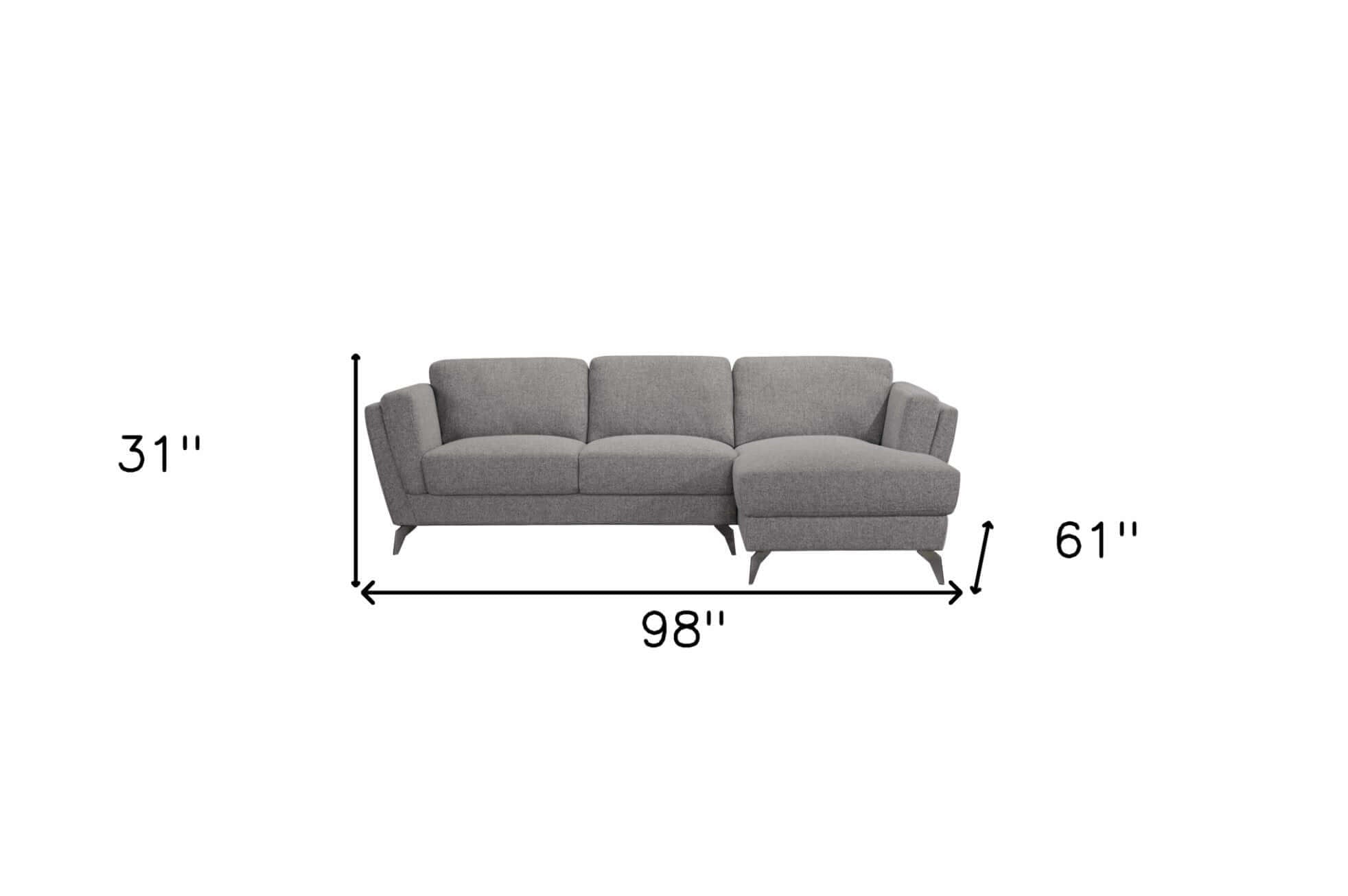 Beckett Gray Fabric Right-Facing Chaise Sofa Sectional 98