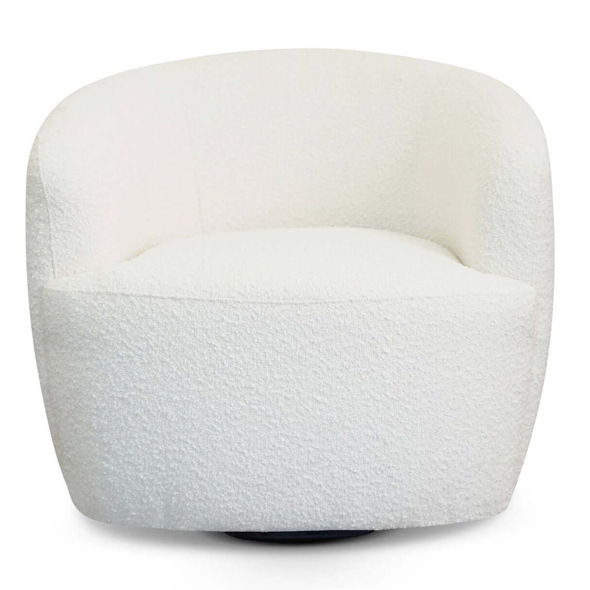Mina Cream White Boucle Barrel Swivel Chair