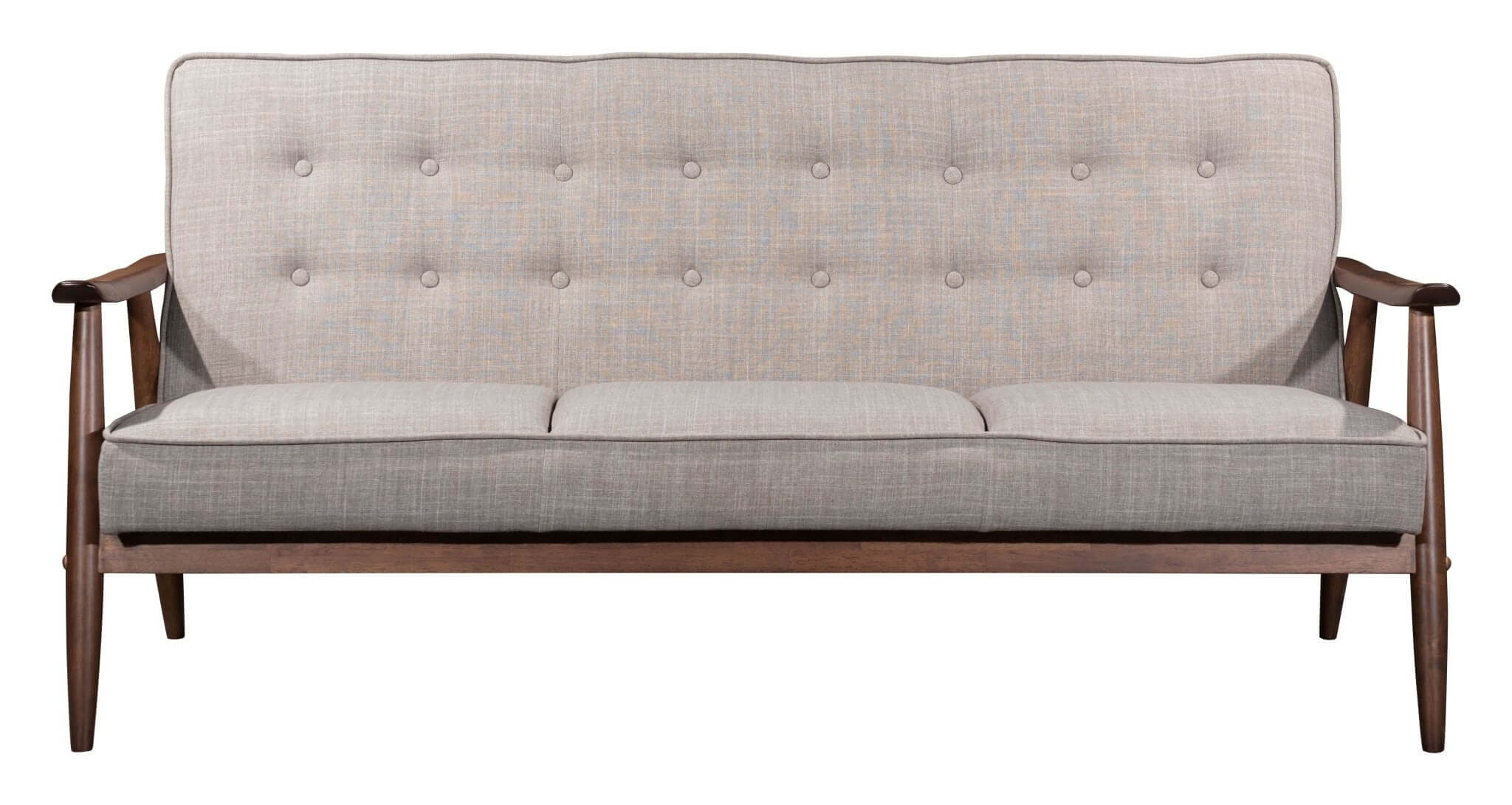 Rocky MCM Button-Tufted Gray Fabric Sofa Loveseat 68”