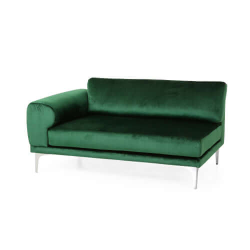 Emerald Green Velvet Deco Modular 2-Piece Sofa 111W