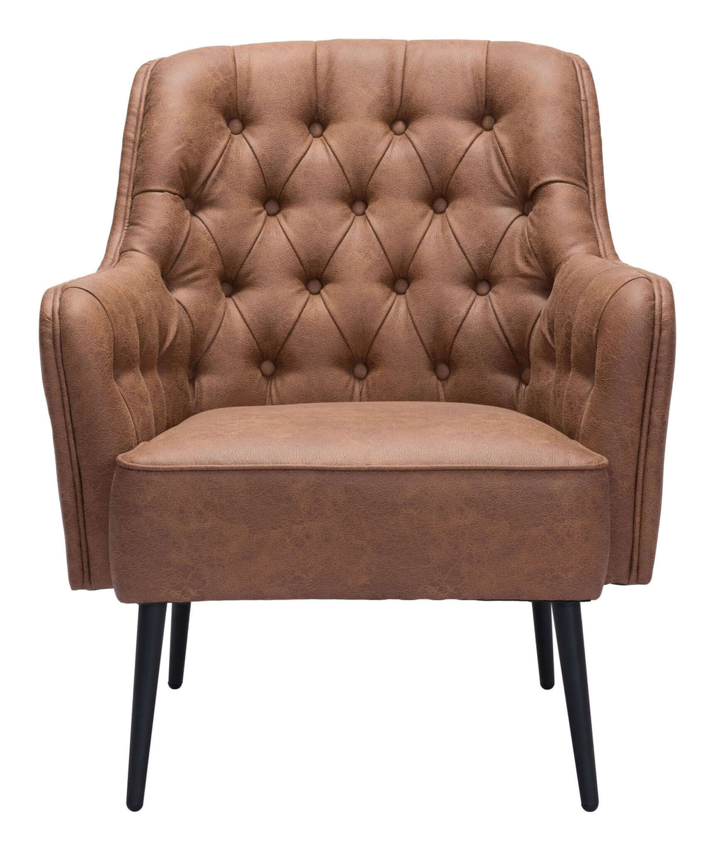 Tasmania MCM Button-Tufted Faux Leather Armchair (3 Colors)