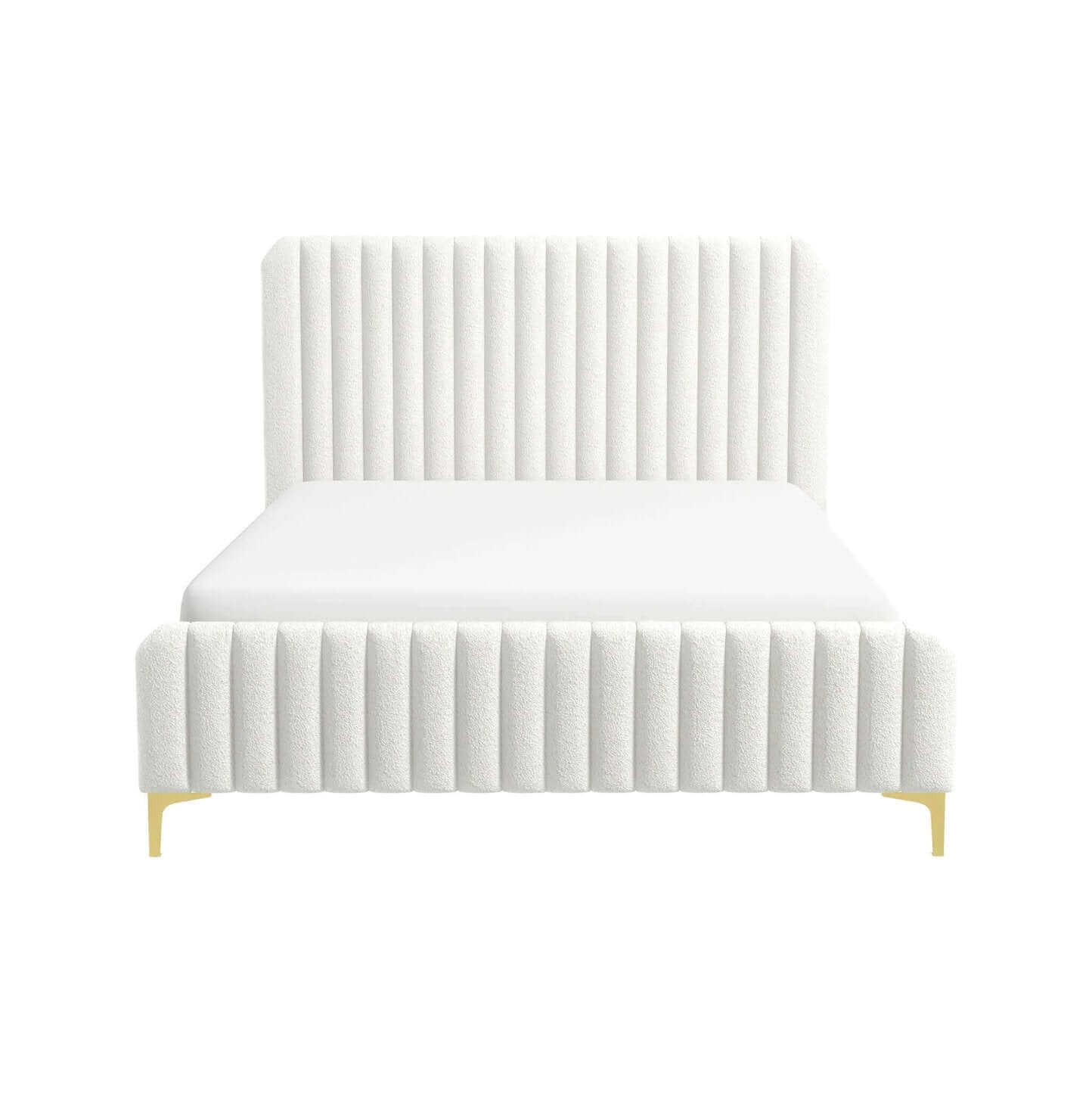 Valery Boucle Fabric Upholstered Platform Bed Frame (2 Colors)