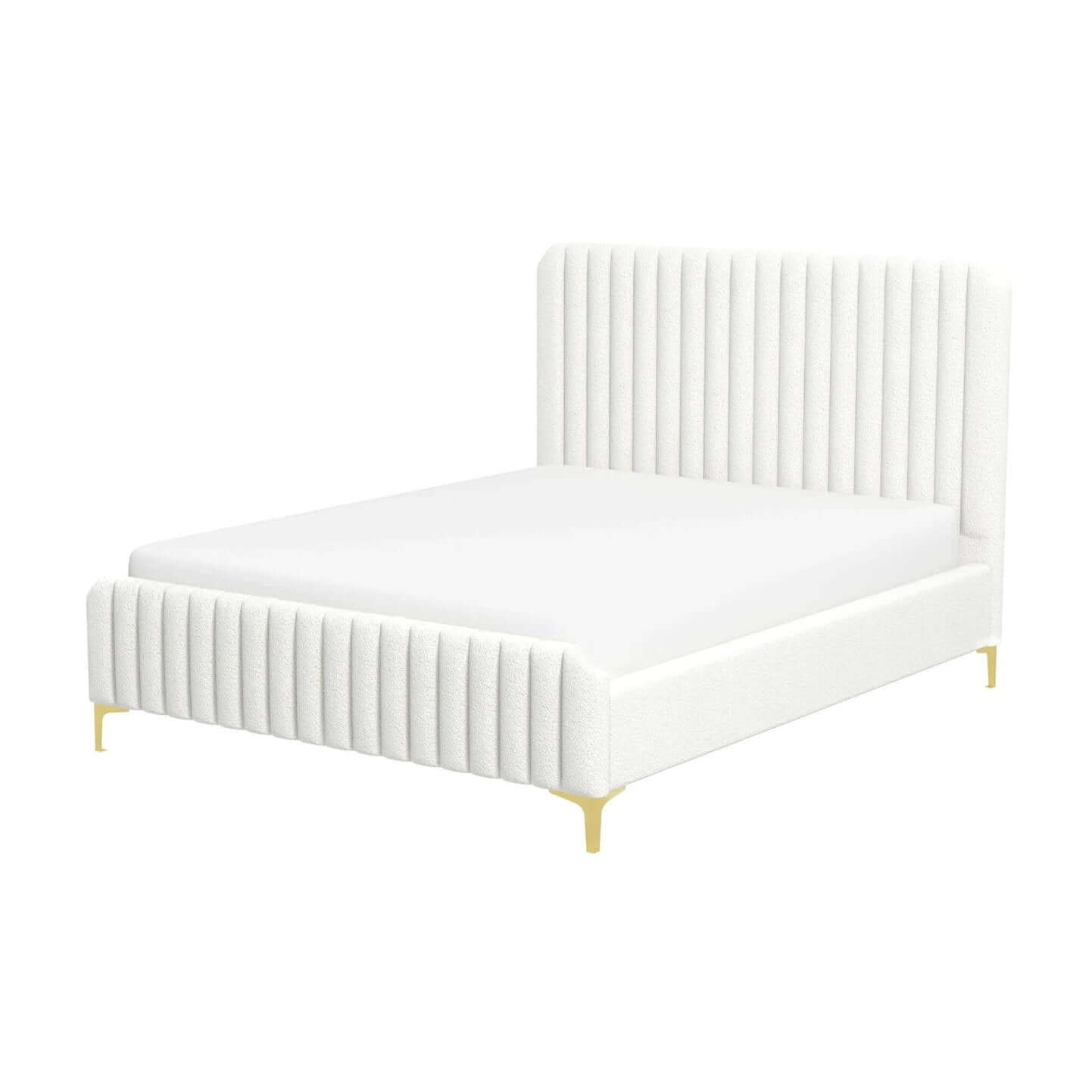 Valery Boucle Fabric Upholstered Platform Bed Frame (2 Colors)
