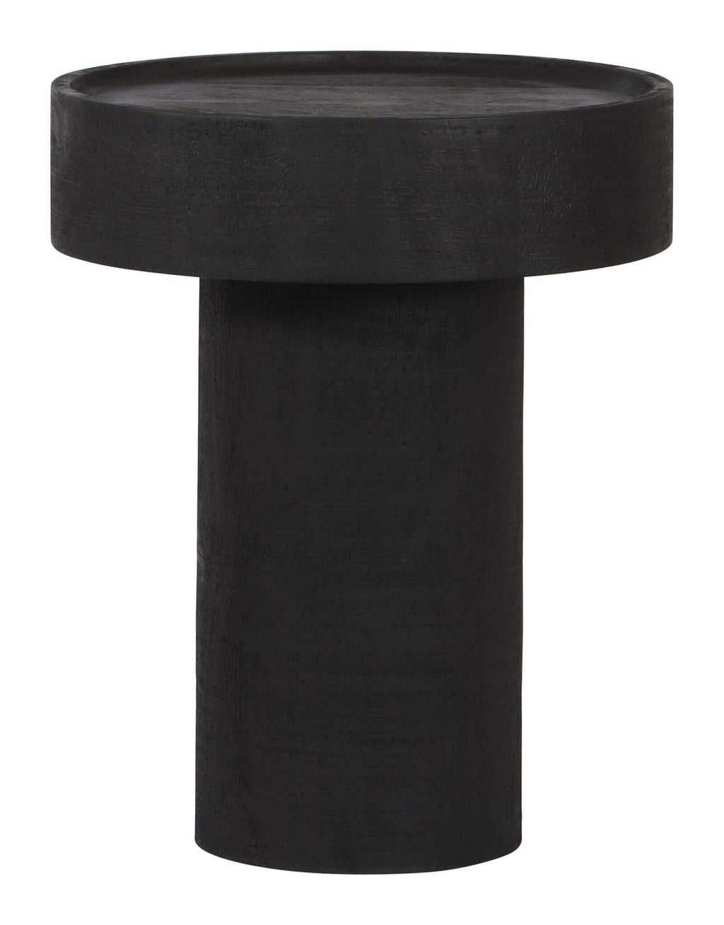 Watson Round Black Mango Wood Accent End Table 16