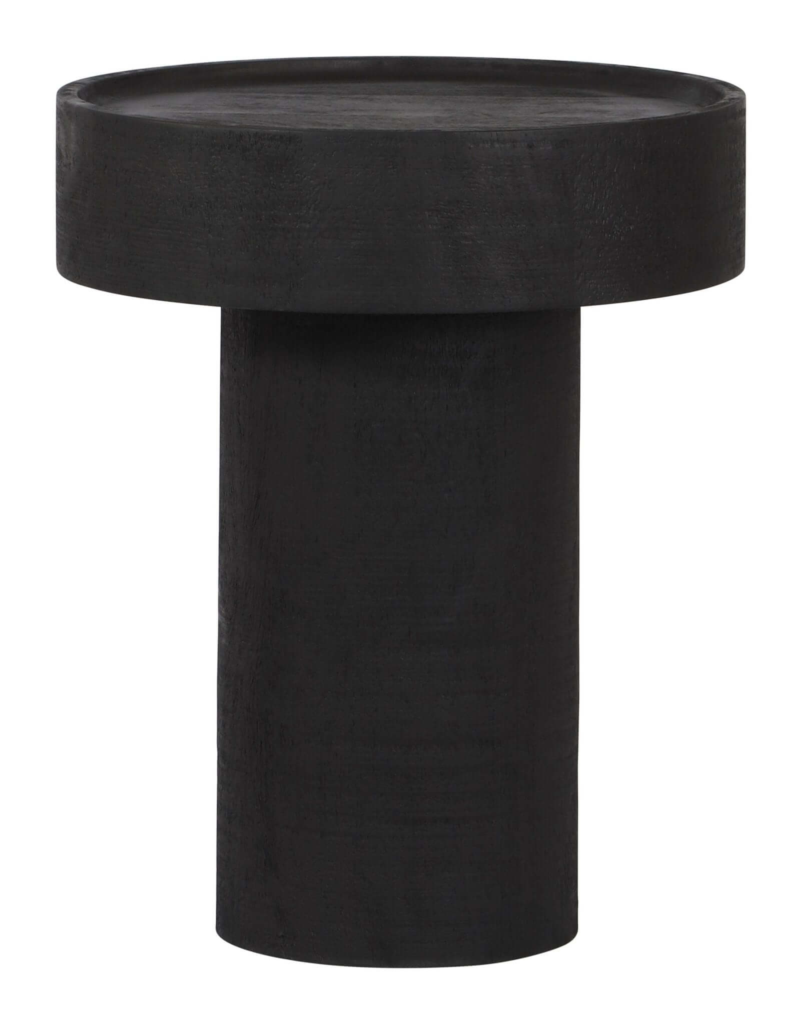 Watson Round Black Mango Wood Accent End Table 16