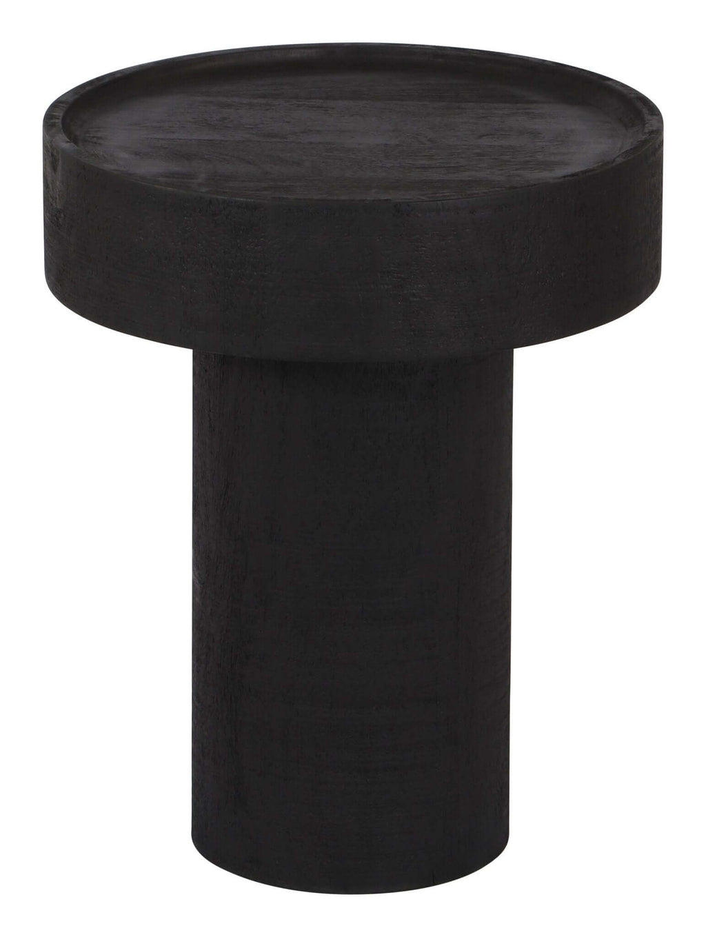 Watson Round Black Mango Wood Accent End Table 16