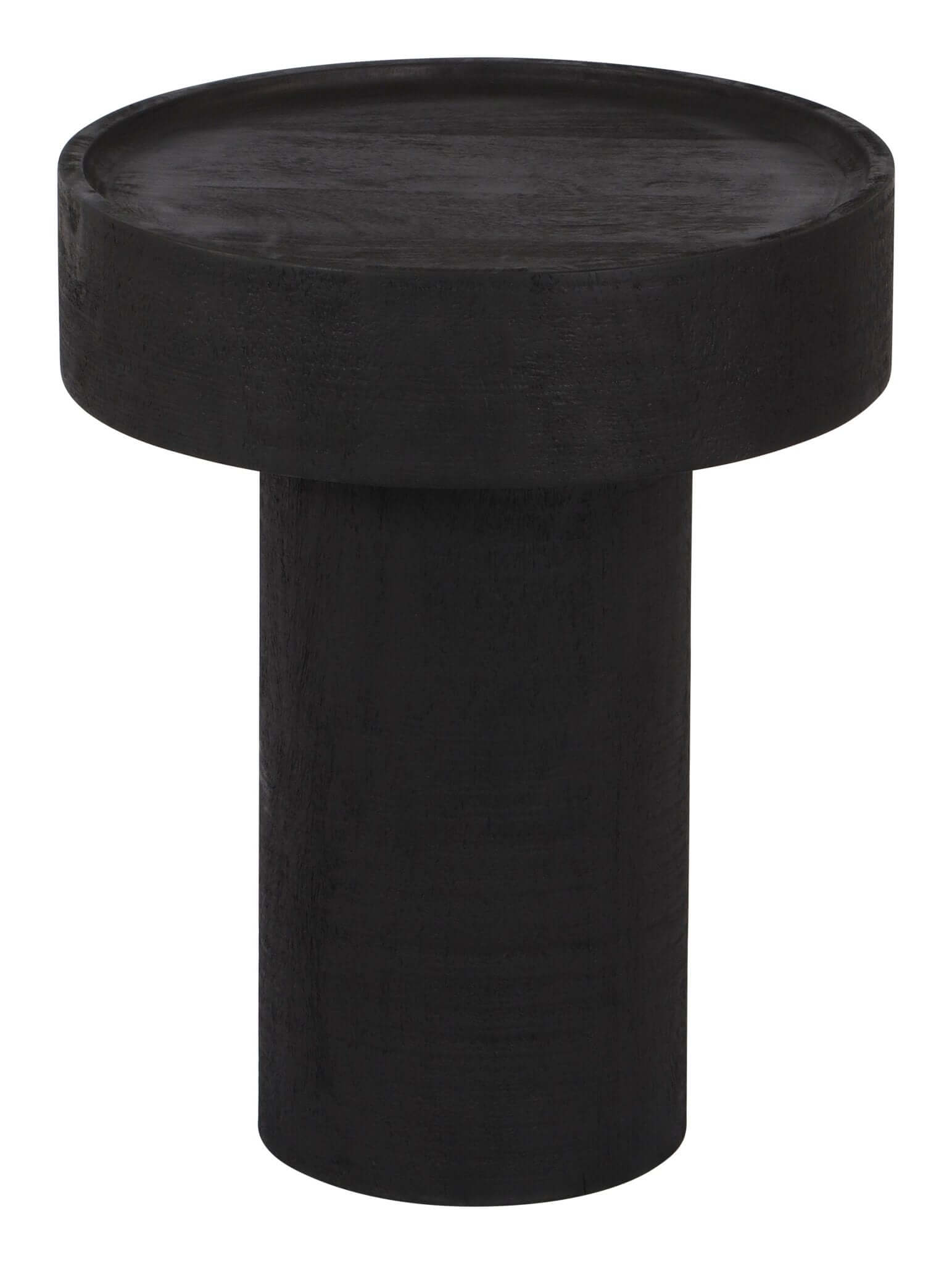 Watson Round Black Mango Wood Accent End Table 16