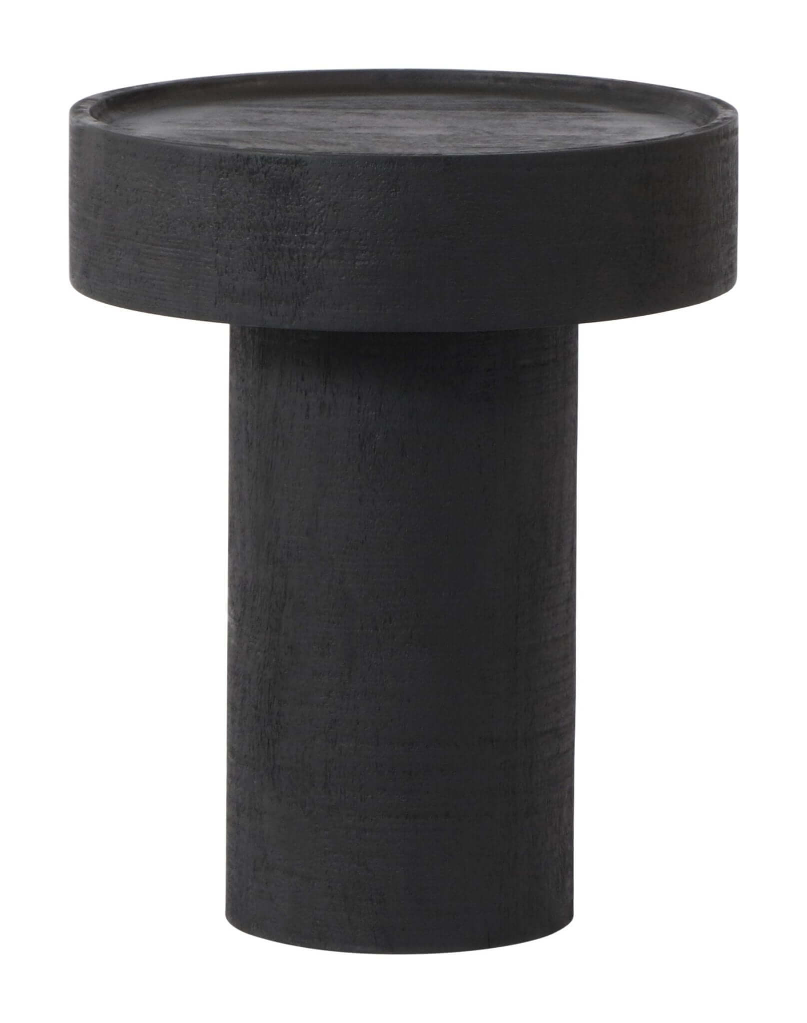 Watson Round Black Mango Wood Accent End Table 16