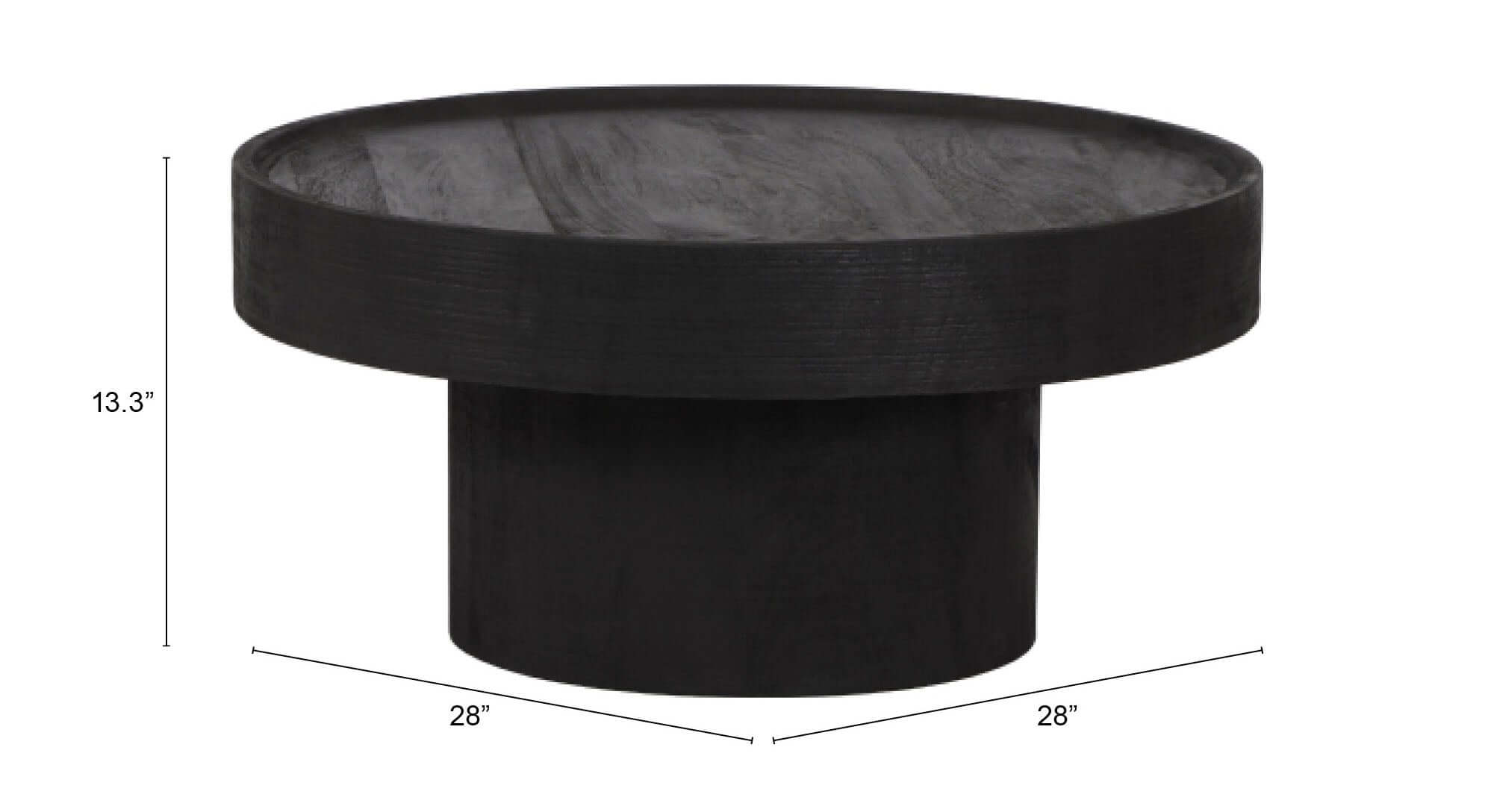 Watson Round Black Mango Wood Coffee Table 28