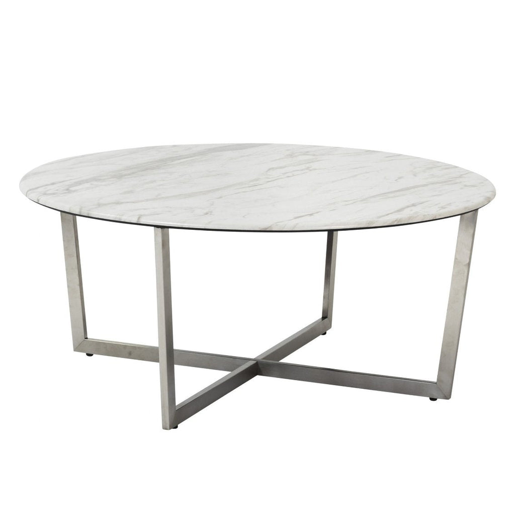 Modern Round Faux Marble Top Coffee Table 37