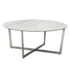 Modern Round Faux Marble Top Coffee Table 37