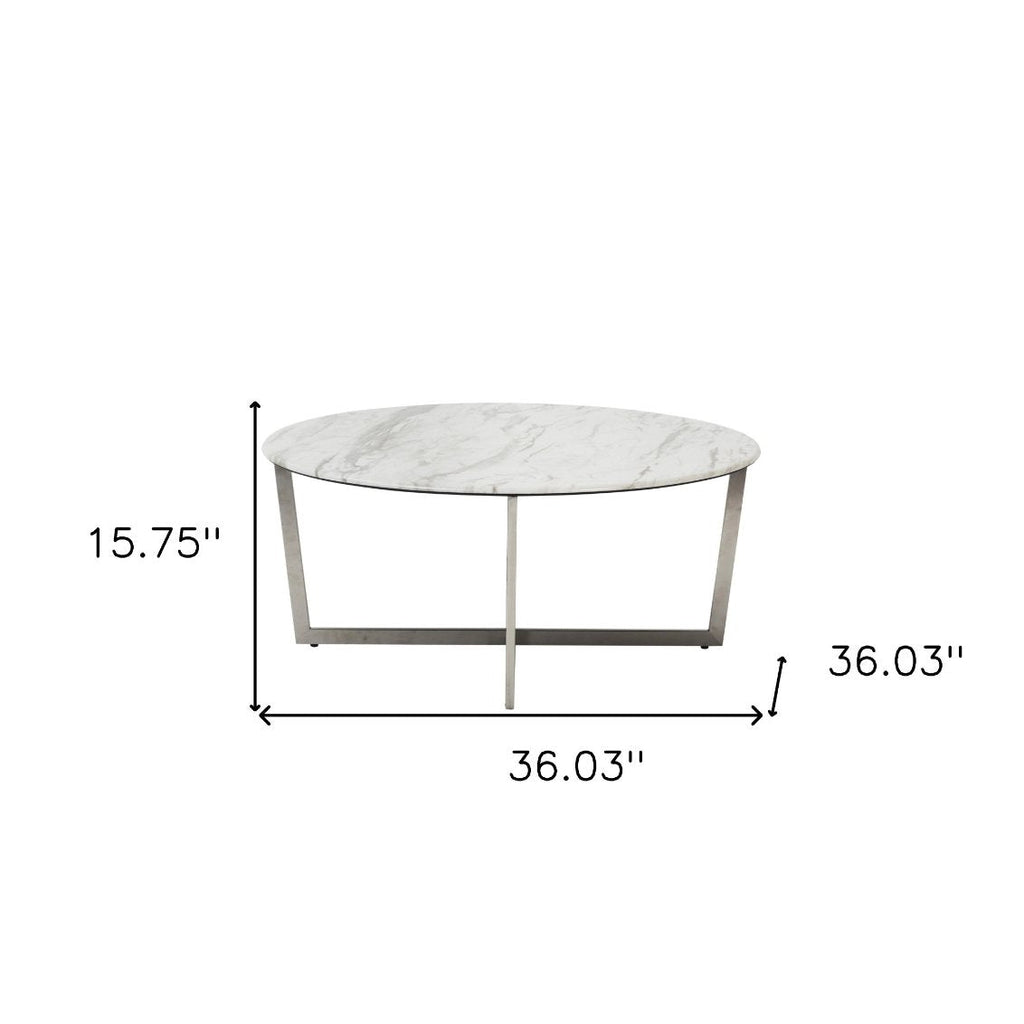 Modern Round Faux Marble Top Coffee Table 37