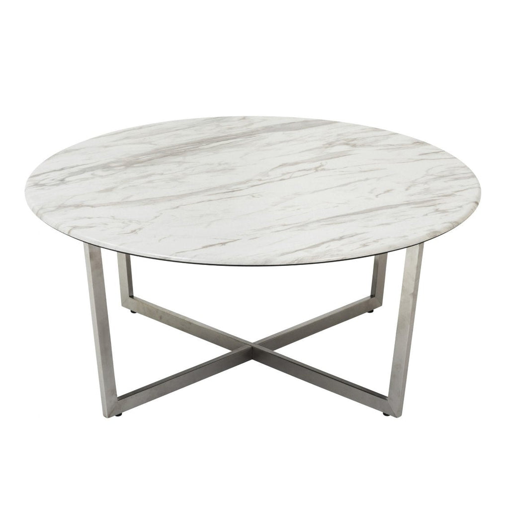 Modern Round Faux Marble Top Coffee Table 37