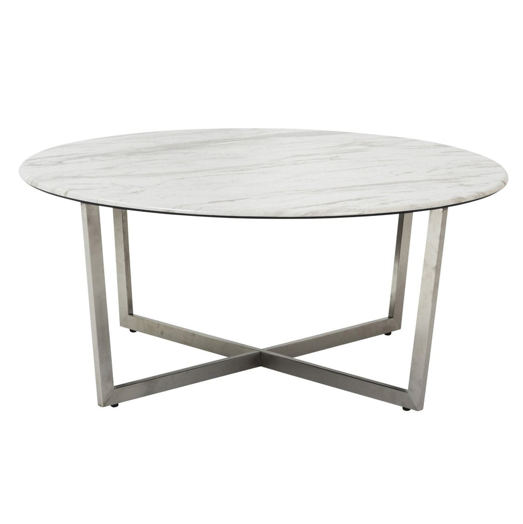 Modern Round Faux Marble Top Coffee Table 37