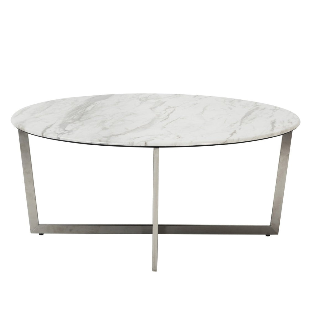 Modern Round Faux Marble Top Coffee Table 37