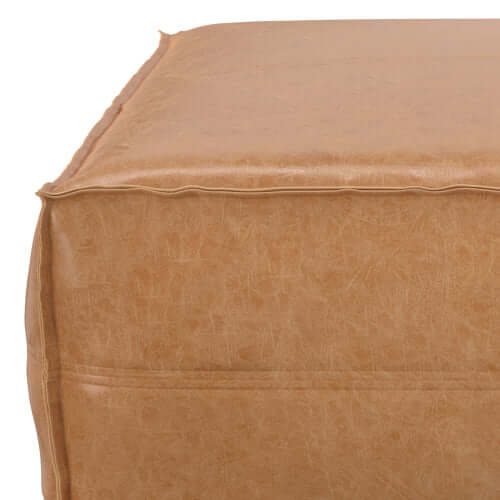 Brody Large Square Brown Faux Leather Ottoman 36W (2 Colors)