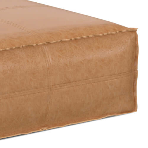 Brody Large Square Brown Faux Leather Ottoman 36W (2 Colors)